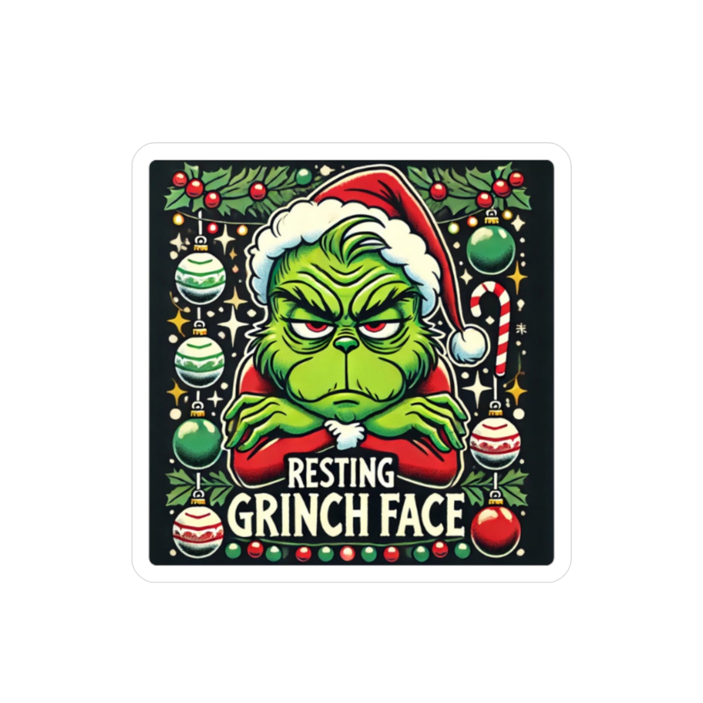 Resting Grinch Face Vinyl Decal - Holiday Sticker for Festive Fun