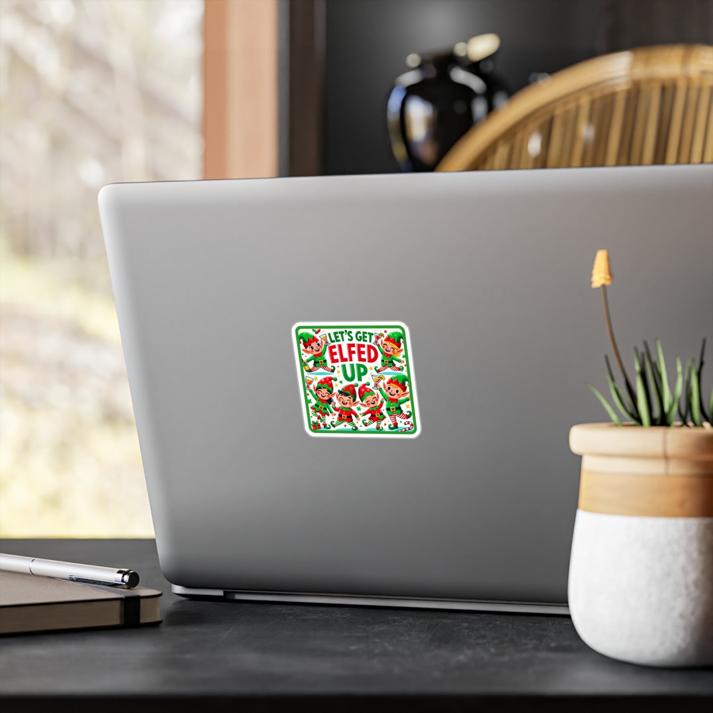 Let's Get Elfed Up Vinyl Decal - Fun Holiday Sticker for Festive Decor