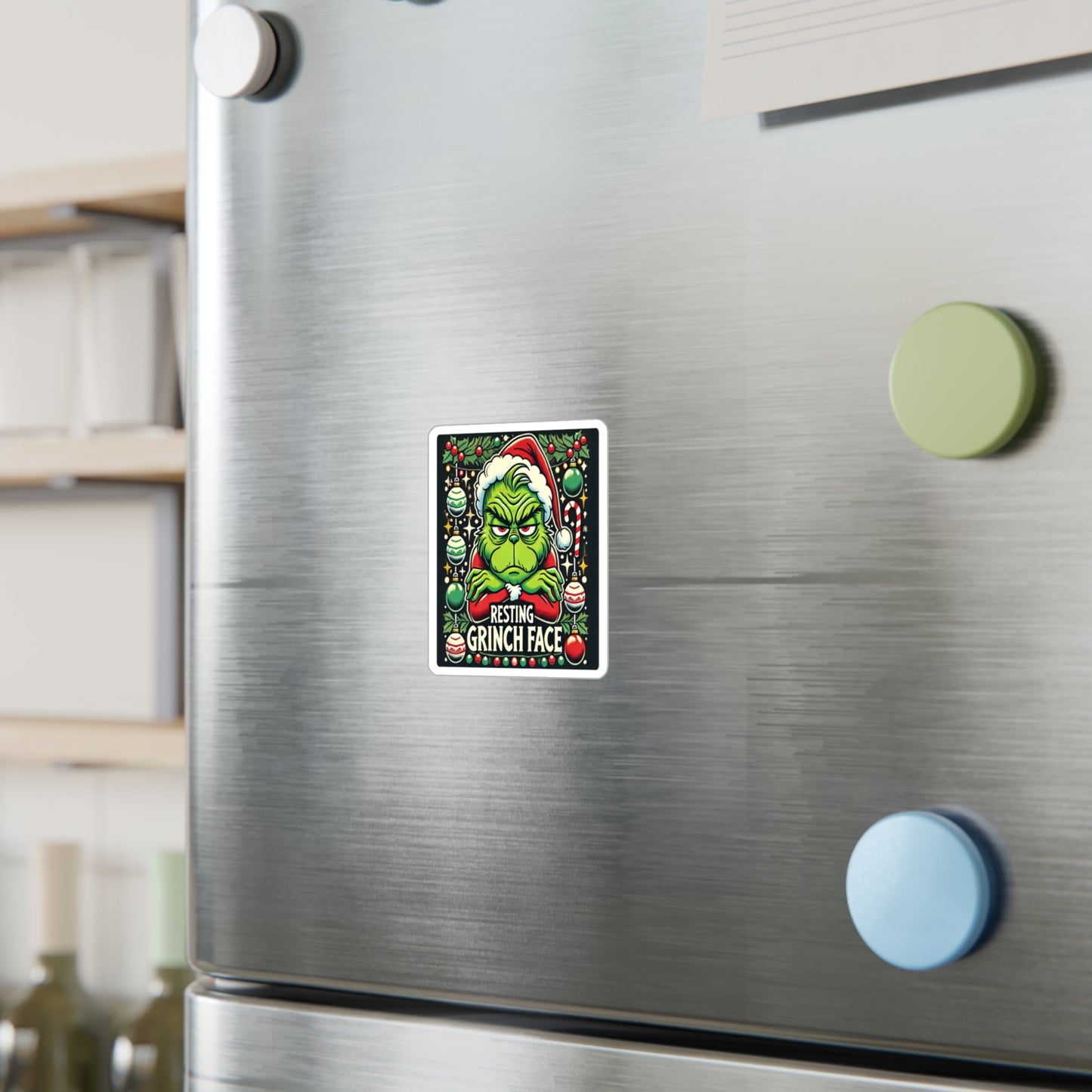 Resting Grinch Face Vinyl Decal - Holiday Sticker for Festive Fun