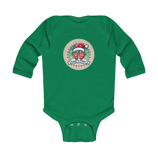 Baby's First Christmas Bodysuit - Infant Long Sleeve Holiday Outfit with a GIFT