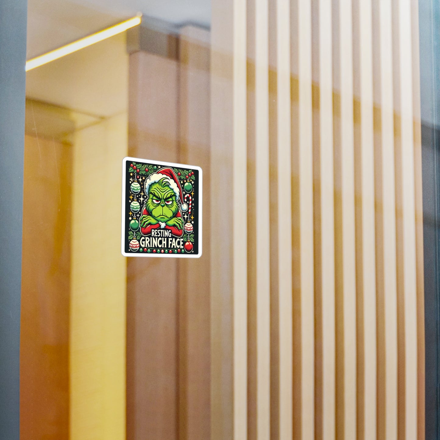 Resting Grinch Face Vinyl Decal - Holiday Sticker for Festive Fun
