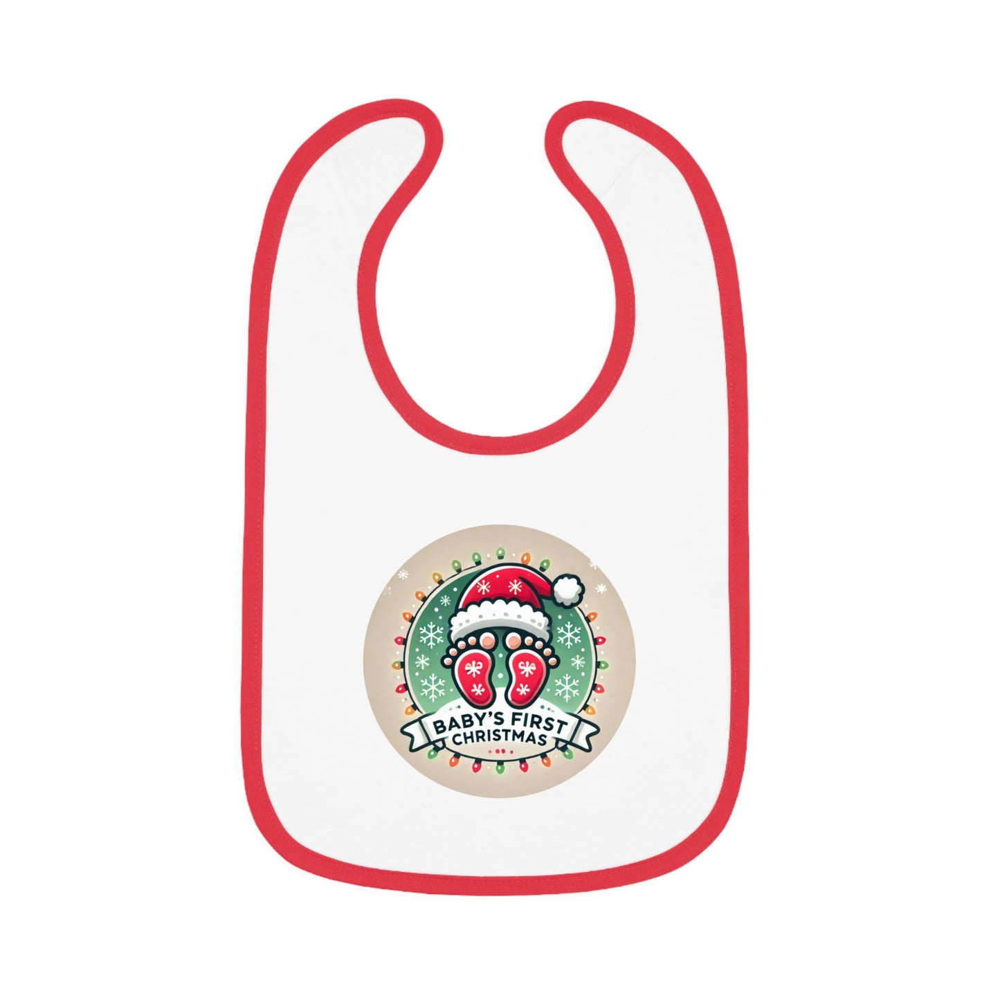 Baby's First Christmas Contrast Trim Bib - Perfect Holiday Gift for Newborns with a SPECIAL GIFT