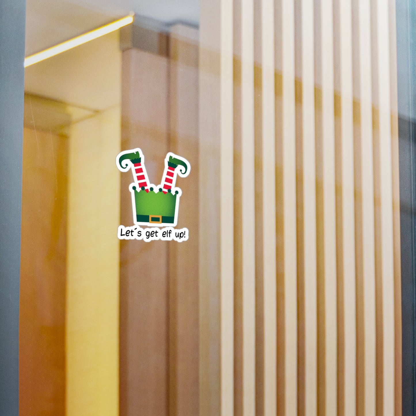 Festive Elf-Themed Kiss-Cut Vinyl Decals - "Let's Get Elf Up!"