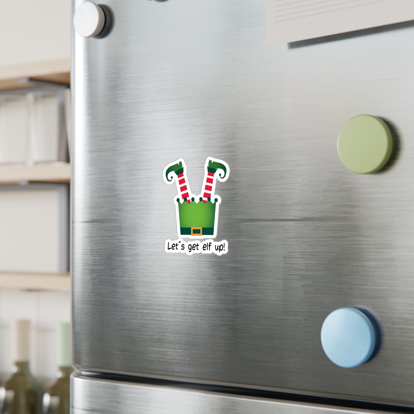 Festive Elf-Themed Kiss-Cut Vinyl Decals - "Let's Get Elf Up!"