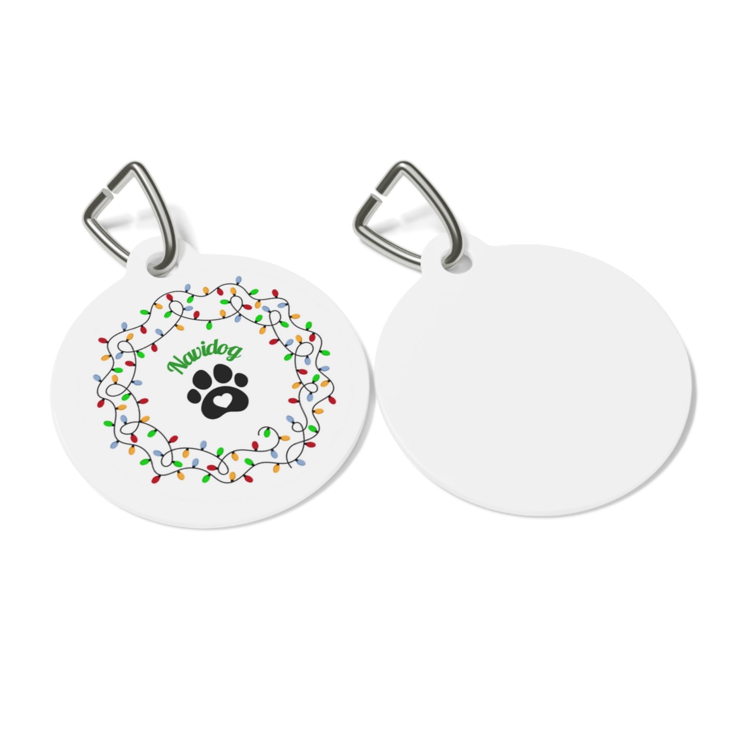 Personalized Navidog Holiday Pet Tag - Festive Paw Print Design