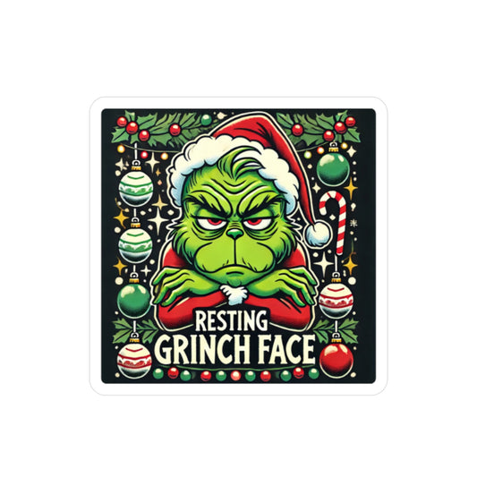Resting Grinch Face Vinyl Decal - Holiday Sticker for Festive Fun