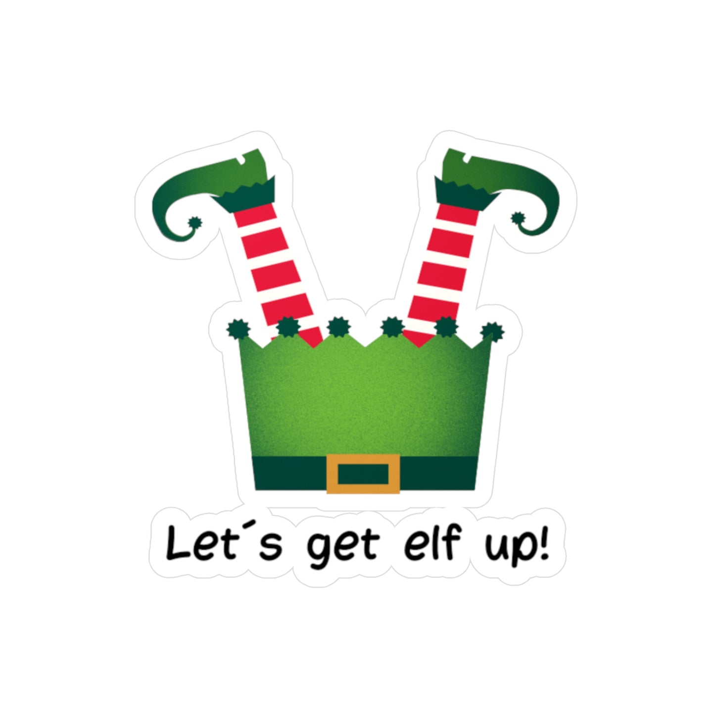 Festive Elf-Themed Kiss-Cut Vinyl Decals - "Let's Get Elf Up!"
