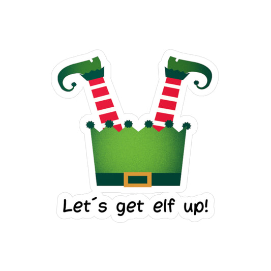 Festive Elf-Themed Kiss-Cut Vinyl Decals - "Let's Get Elf Up!"