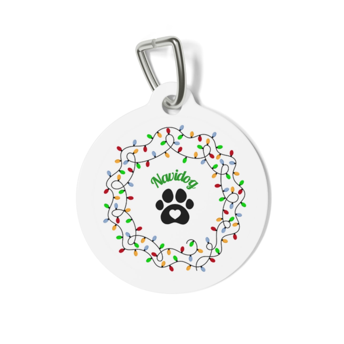 Personalized Navidog Holiday Pet Tag - Festive Paw Print Design