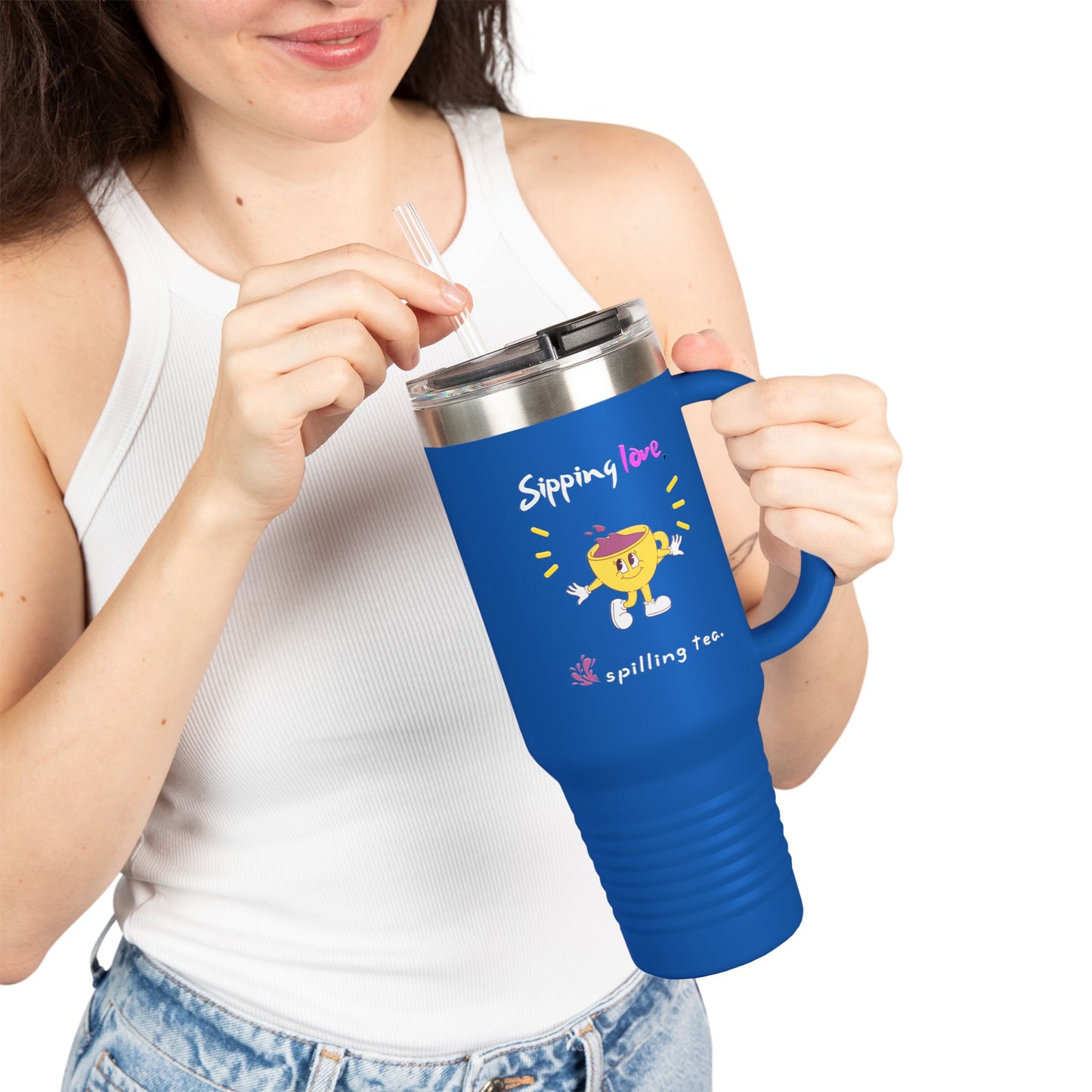 Travel Mug : "Sipping love, spilling tea". Me Version